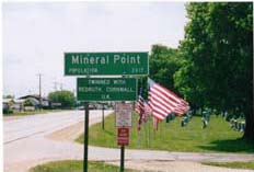 A Roadsign for Mineral Point in Wisconsin, USA